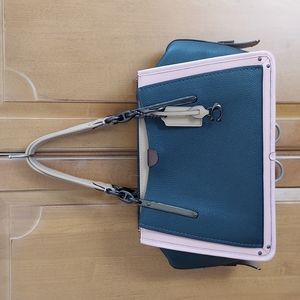 COACH DREAMER SATCHEL in BLACK/PINK/TAN W/ PEWTER HARDWARE NEW!